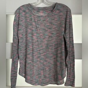 Women’s Long Sleeve Heathered Pink & Gray Knit Top